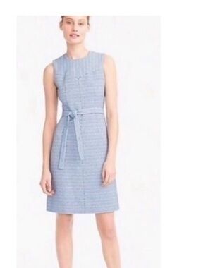 J. crew sleeveless tweed belted dress